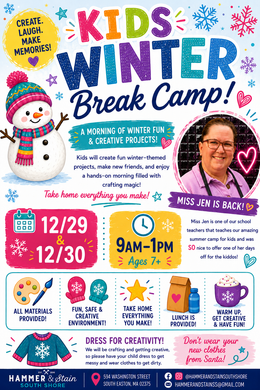 2026 December Winter School Vacation 9am-1pm Camp Day for Kids Ages 7+ [Lunch provided]