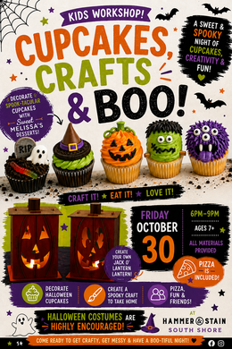 10/30/2026 FRIDAY 6pm-9pm 🎨 Spooky Sweets & Crafty Treats Ages 7+ 🎃 Pizza included [Halloween costumes encouraged!]
