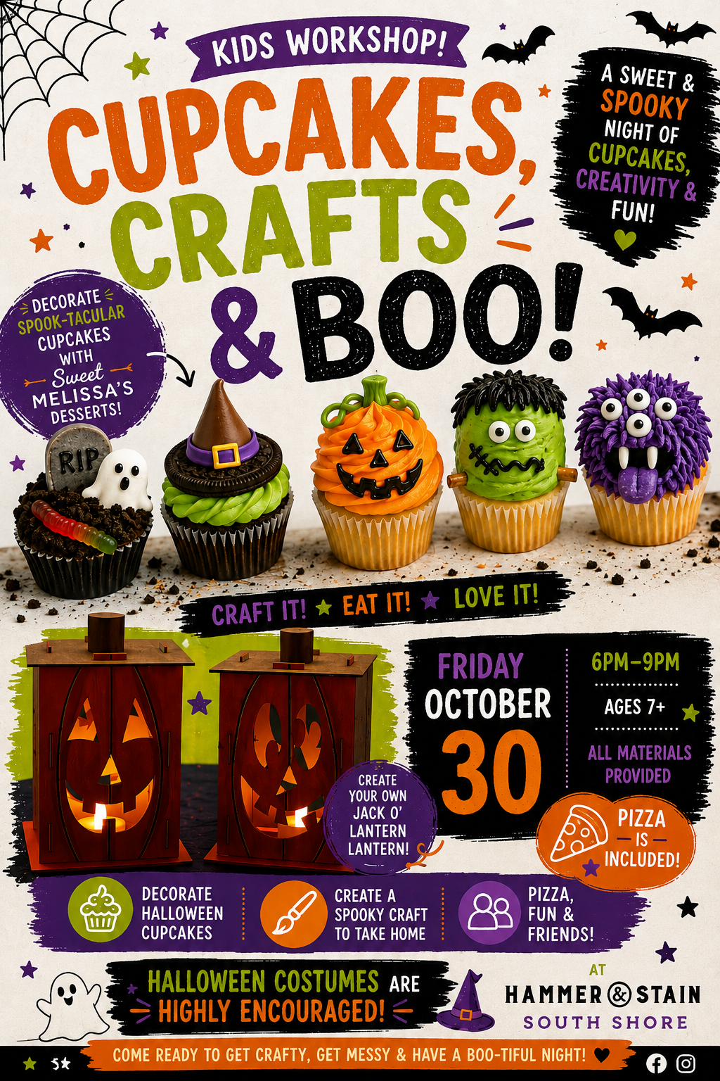 10/30/2026 FRIDAY 6pm-9pm 🎨 Spooky Sweets & Crafty Treats Ages 7+ 🎃 Pizza included [Halloween costumes encouraged!]