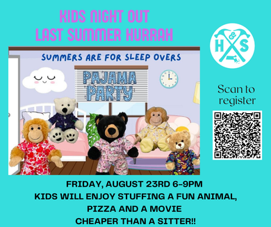 08/23/2024 Kids Night Out (Stuffie, PJ's Pizza and Movie) 6-9pm
