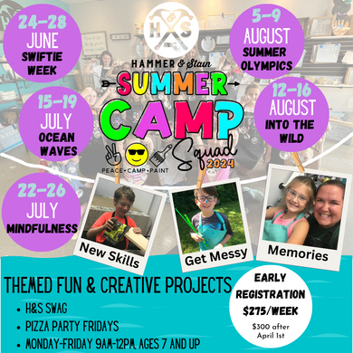 Summer Art Camp for Kids 2024 9am-12pm Ages 7 and up