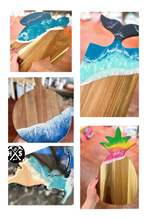 SOLD OUT 04/14/2024 Resin Acacia Wood Cutting Boards Workshop AND Cape Cod Shape! 2pm