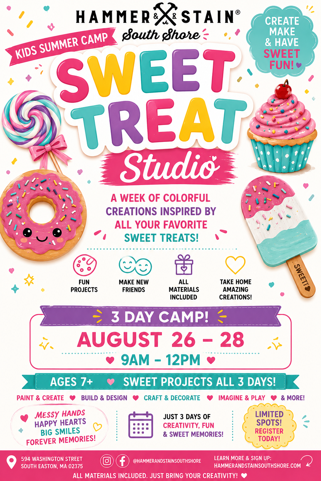 8/26-8/28 3 Day Summer Camp Day for Kids Ages 7+ 9am-12pm